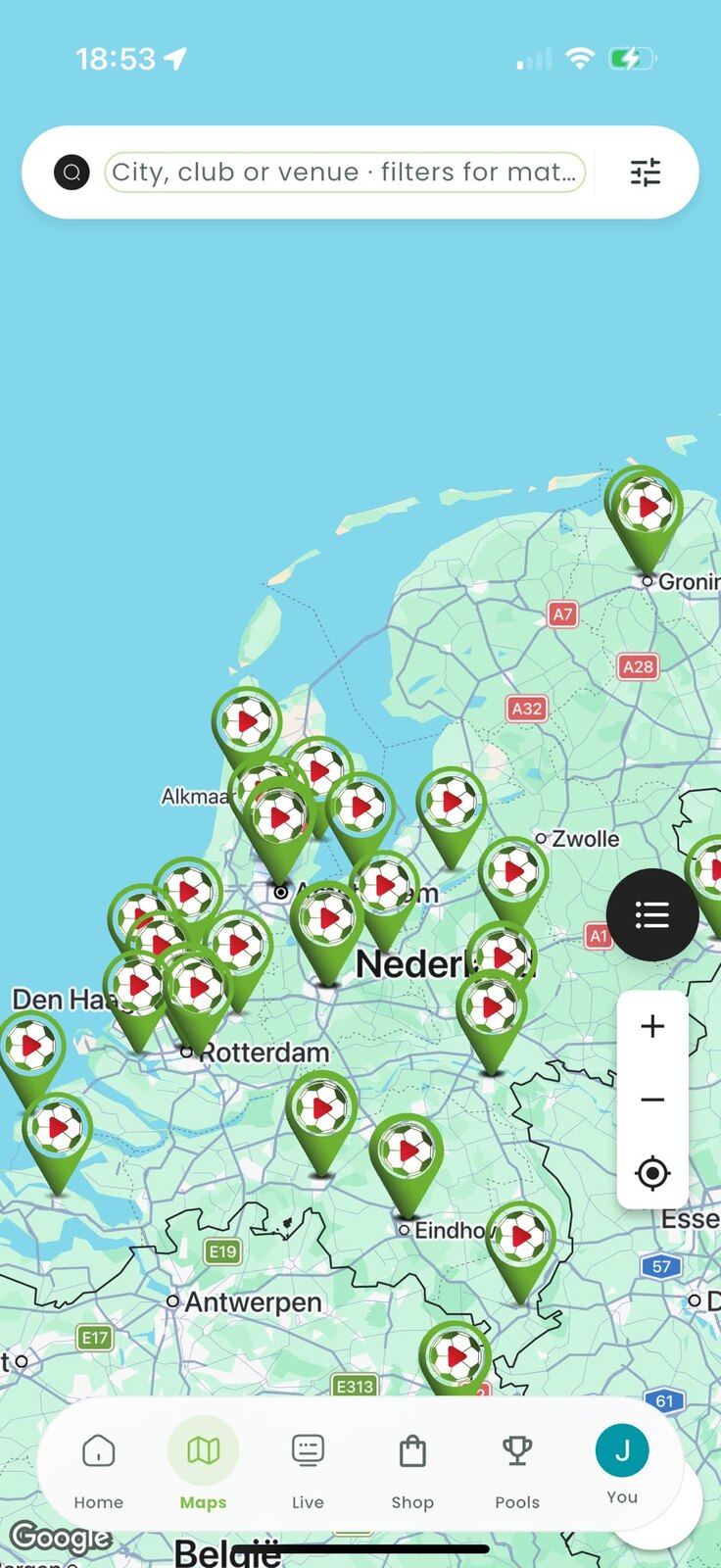 Ballie Maps app-scherm